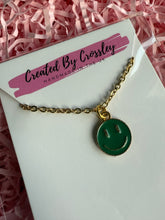 Load image into Gallery viewer, Green Happy Face Charm Necklace
