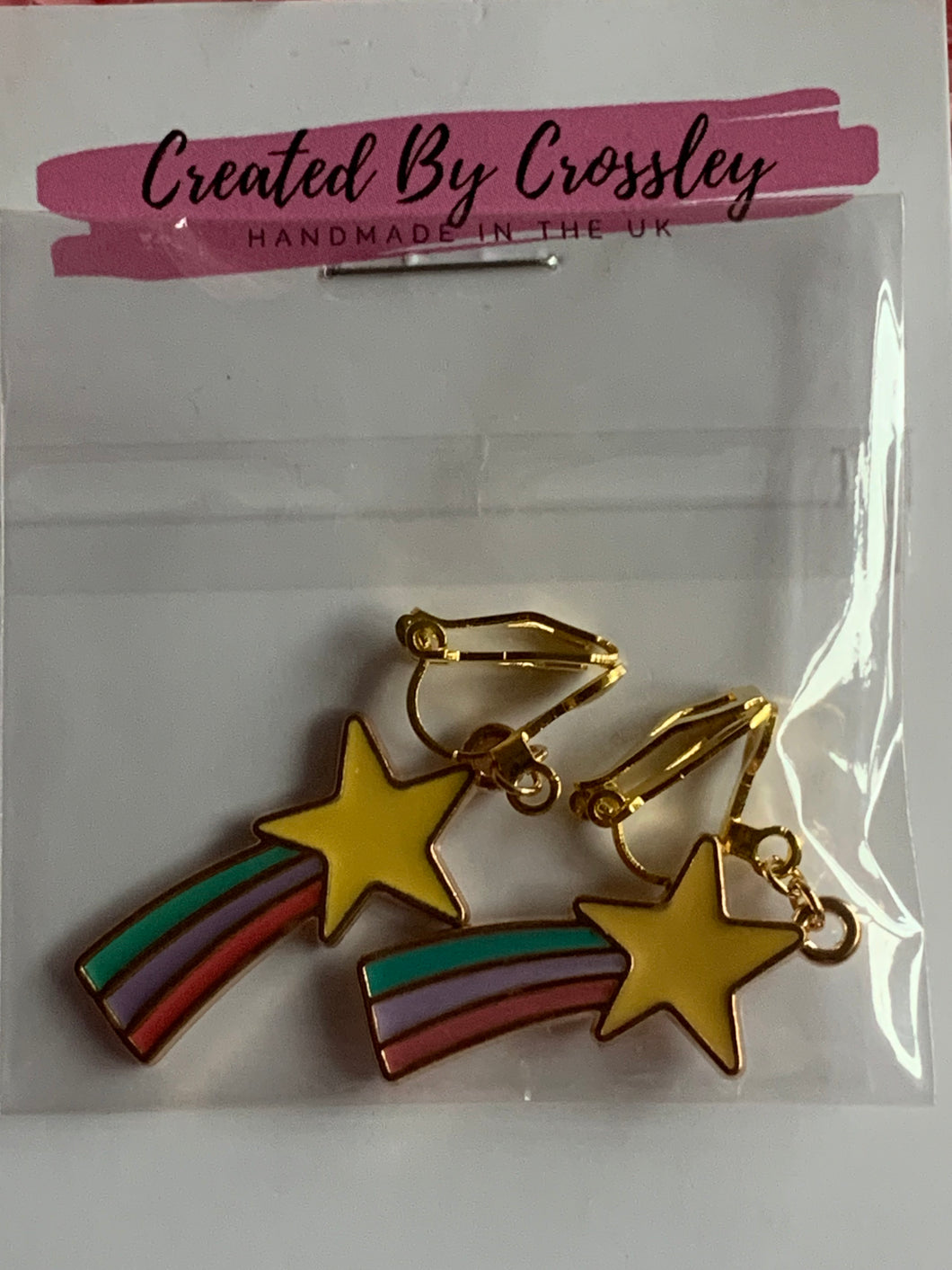 Shooting Star Clip On Earrings