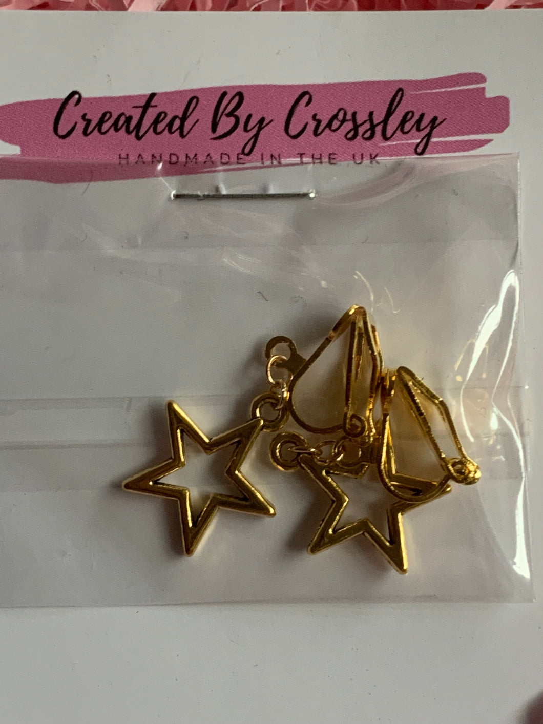 Gold Star Outline Clip On Earrings