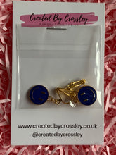 Load image into Gallery viewer, Dark Blue Smiley Face Clip On Earrings
