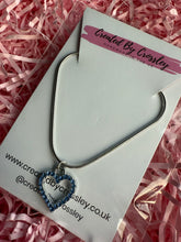 Load image into Gallery viewer, Blue Gem Heart Charm Necklace
