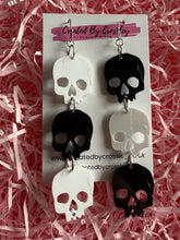 Load image into Gallery viewer, Triple Skull Charm Earrings
