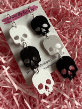 Load image into Gallery viewer, Triple Skull Charm Earrings
