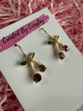 Load image into Gallery viewer, Gem Cherry Charm Earrings

