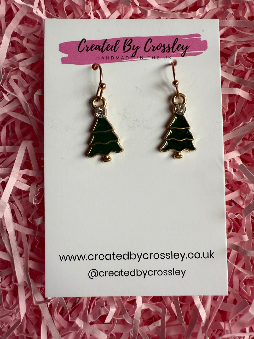 Gem Christmas Tree Charm Earrings