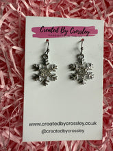 Load image into Gallery viewer, Gem Snowflake Charm Earrings
