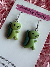 Load image into Gallery viewer, Green Dinosaur Charm Earrings
