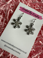Load image into Gallery viewer, Gem Snowflake Charm Earrings
