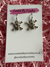 Load image into Gallery viewer, Skull and Cross Bones Charm Earrings
