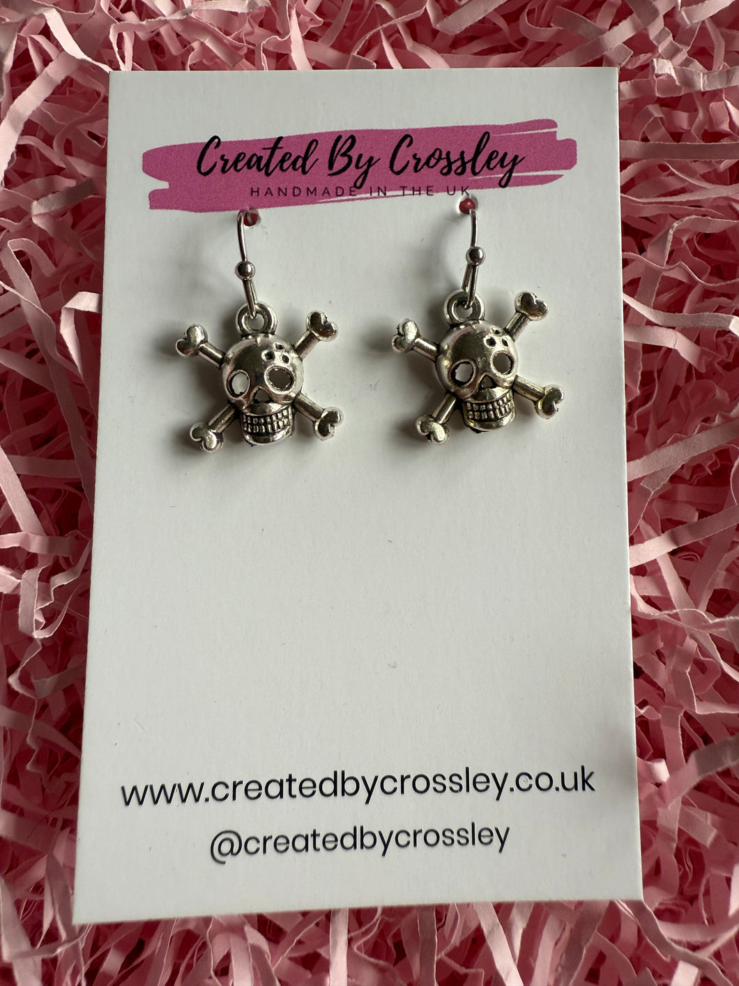 Skull and Cross Bones Charm Earrings