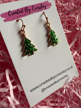 Load image into Gallery viewer, Christmas Tree Charm Earrings
