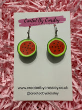 Load image into Gallery viewer, Watermelon Slice Charm Earrings
