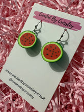 Load image into Gallery viewer, Watermelon Slice Charm Earrings

