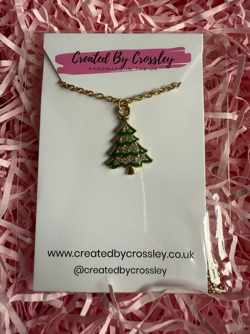 Gem Christmas Tree Charm Necklace