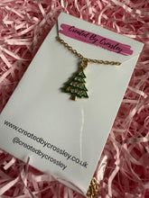 Load image into Gallery viewer, Gem Christmas Tree Charm Necklace
