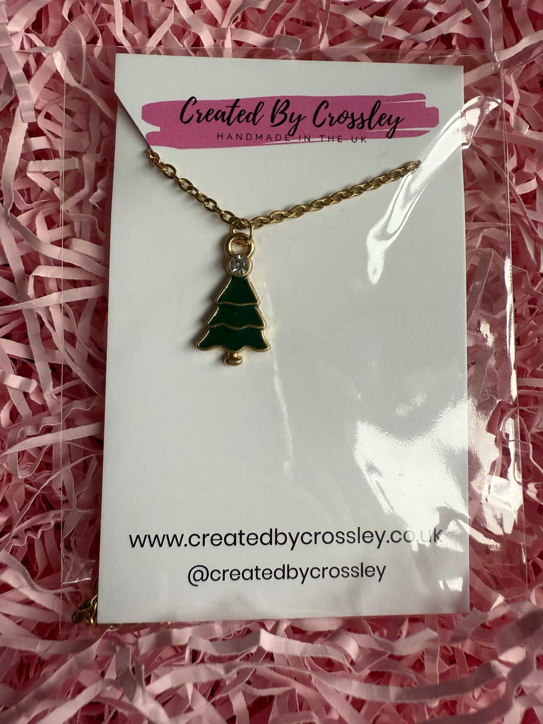 Gem Christmas Tree Charm Necklace