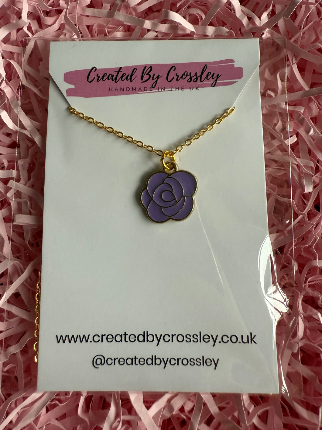 Purple Rose Charm Necklace