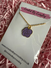 Load image into Gallery viewer, Purple Rose Charm Necklace
