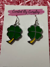 Load image into Gallery viewer, Four Leaf Clover Charm Earrings
