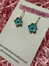 Load image into Gallery viewer, Blue Flower Charm Earrings
