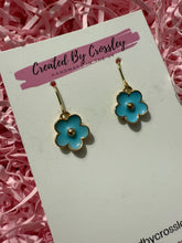 Load image into Gallery viewer, Blue Flower Charm Earrings
