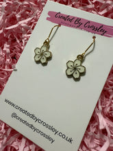 Load image into Gallery viewer, White Flower Charm Earrings
