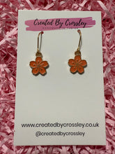 Load image into Gallery viewer, Coral Colour Flower Charm Earrings
