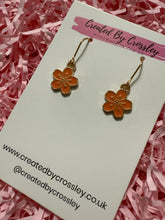 Load image into Gallery viewer, Coral Colour Flower Charm Earrings
