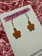 Load image into Gallery viewer, Coral Colour Flower Charm Earrings
