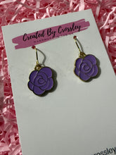 Load image into Gallery viewer, Purple Rose Charm Earrings
