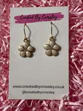 Load image into Gallery viewer, Shiny White Flower Charm Earrings
