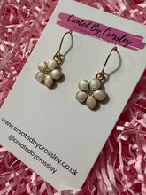 Load image into Gallery viewer, Shiny White Flower Charm Earrings
