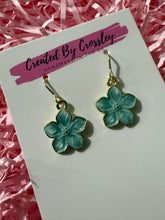 Load image into Gallery viewer, Blue Flower Charm Earrings
