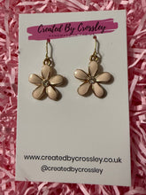 Load image into Gallery viewer, Pink Gem Flower Charm Earrings
