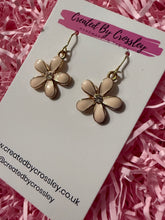 Load image into Gallery viewer, Pink Gem Flower Charm Earrings
