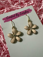 Load image into Gallery viewer, Pink Gem Flower Charm Earrings
