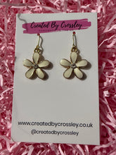 Load image into Gallery viewer, White Gem Flower Charm Earrings
