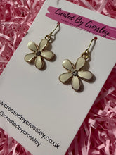 Load image into Gallery viewer, White Gem Flower Charm Earrings

