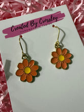Load image into Gallery viewer, Coral Daisy Flower Charm Earrings

