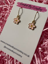 Load image into Gallery viewer, Mini Pink Flower Charm Earrings
