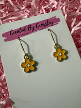 Load image into Gallery viewer, Mini Yellow Flower Charm Earrings
