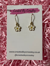 Load image into Gallery viewer, Mini White Flower Charm Earrings
