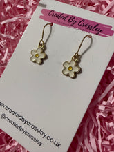 Load image into Gallery viewer, Mini White Flower Charm Earrings
