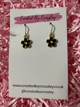 Load image into Gallery viewer, Mini Black Flower Charm Earrings

