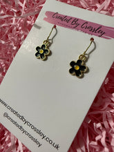 Load image into Gallery viewer, Mini Black Flower Charm Earrings
