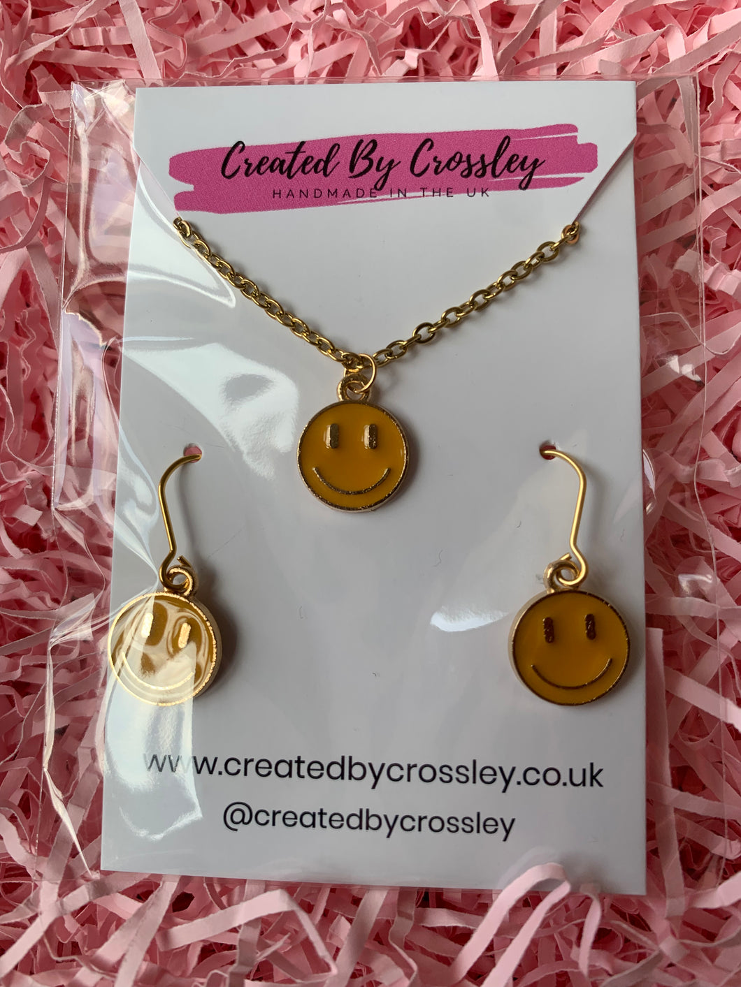 Smiley face charm jewellery set