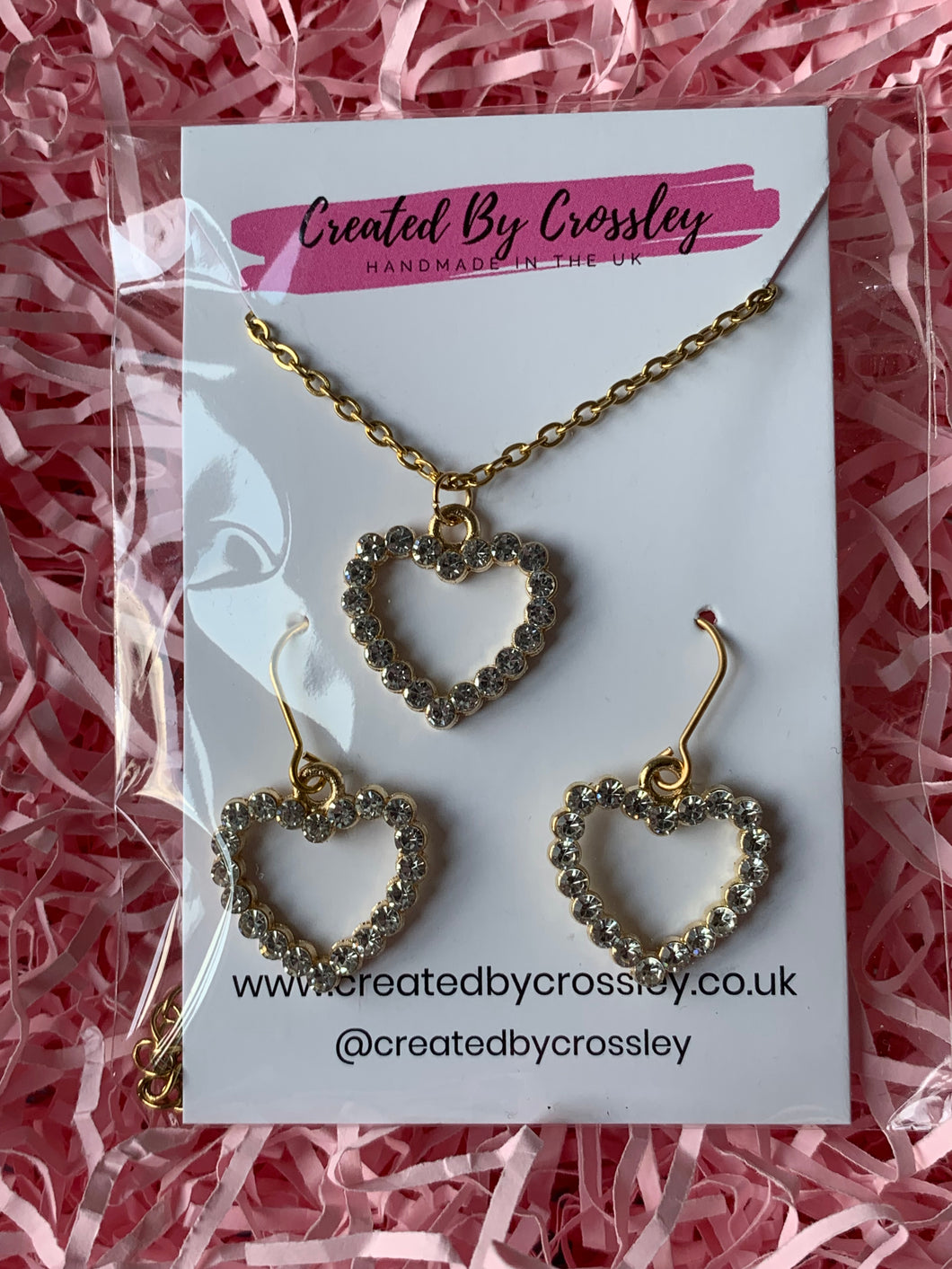 Gem heart charm jewellery set