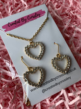 Load image into Gallery viewer, Gem heart charm jewellery set
