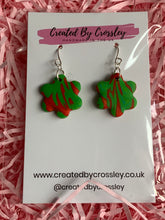 Load image into Gallery viewer, Red Green Flower Clay Earrings
