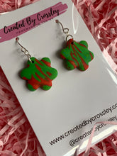 Load image into Gallery viewer, Red Green Flower Clay Earrings
